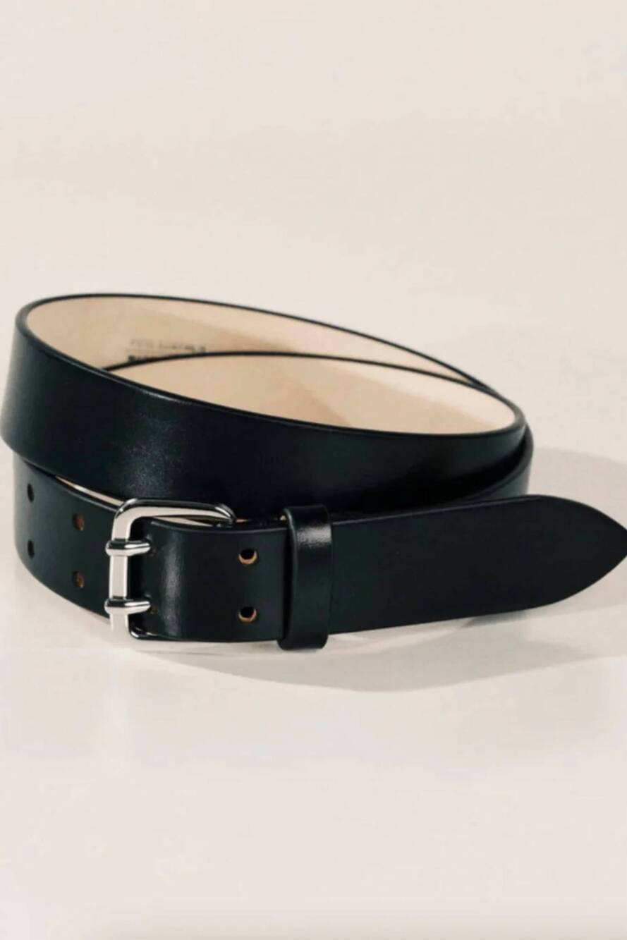 NEW DEHANCHE women's mini hutch belt in black / silver
